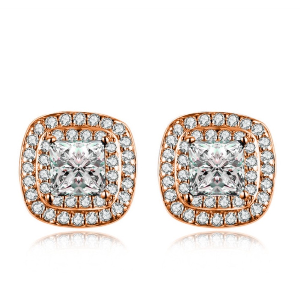 CZ Crystal 18k Plated Stud Earrings NW